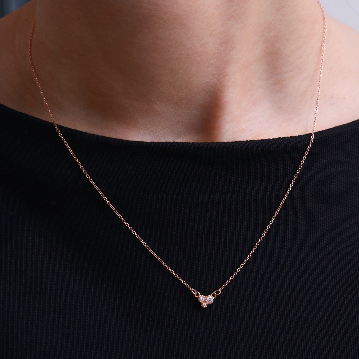 0.11 CT Round Shaped Moissanite Necklace In Multi Stone Design