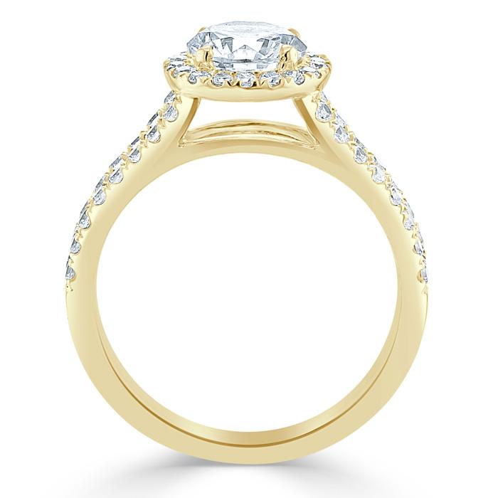 1.35 Round Cut Halo Split Shank Setting Moissanite Engagement Ring 6