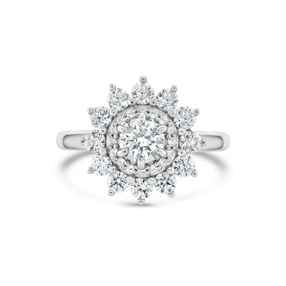 0.5 CT Round Cluster Moissanite Engagement Ring