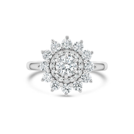 0.5 CT Round Cluster Moissanite Engagement Ring
