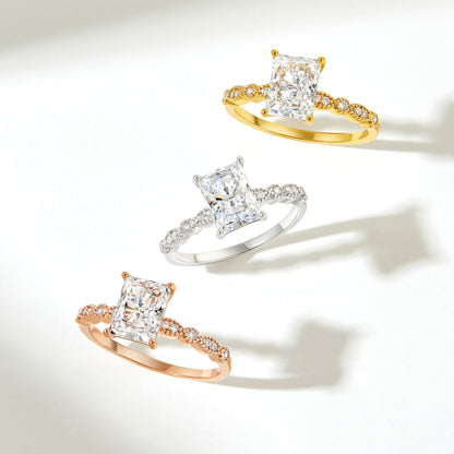 1.5 CT Radiant Pave Moissanite Engagement Ring