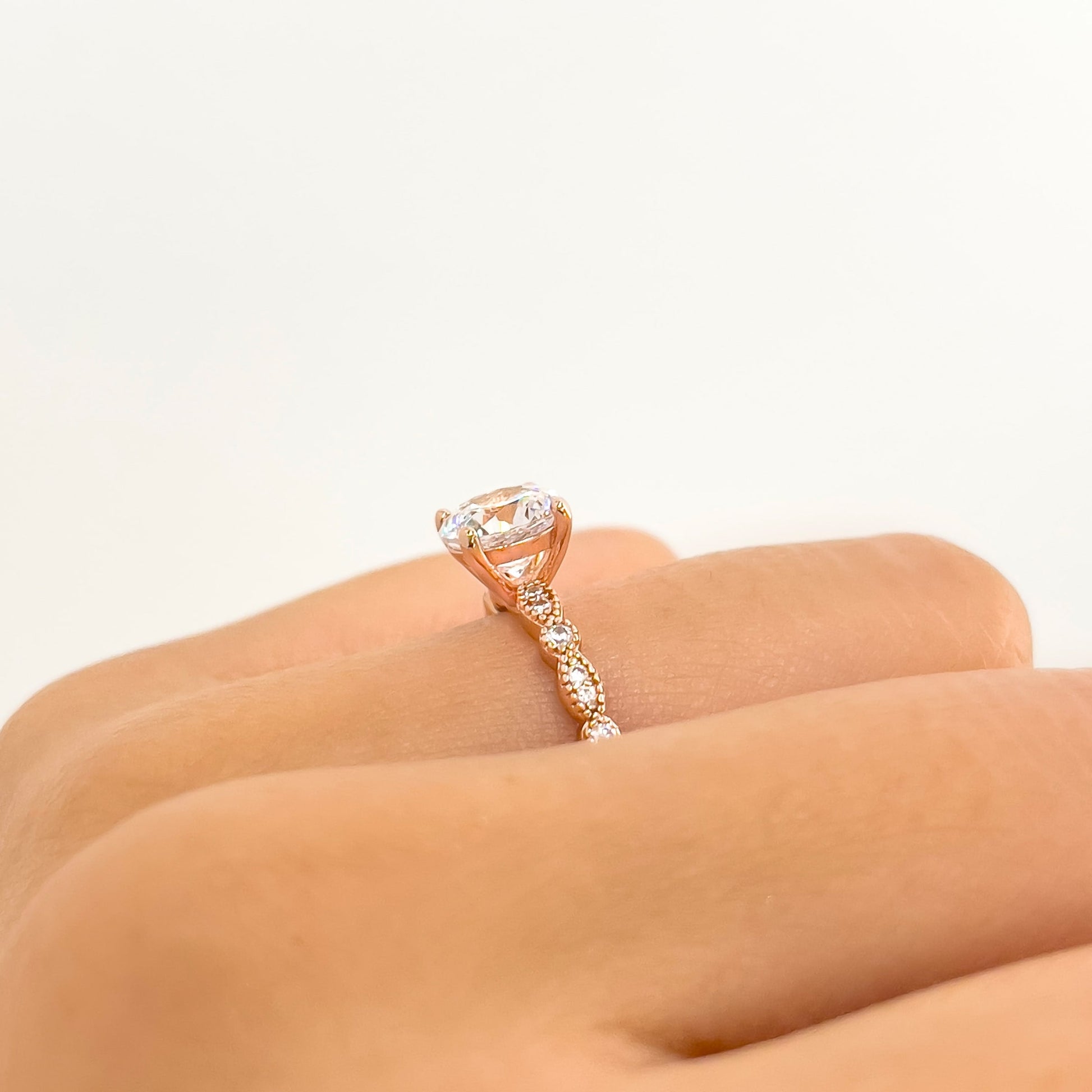 1.5 CT Round Pave Moissanite Engagement Ring