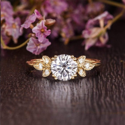 1.60 CT Round Cluster Moissanite Engagement Ring