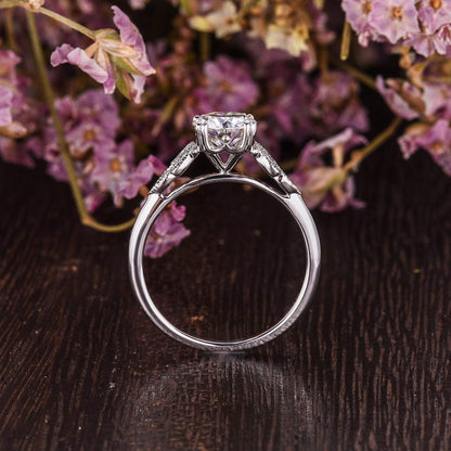 1.60 CT Round Cluster Moissanite Engagement Ring