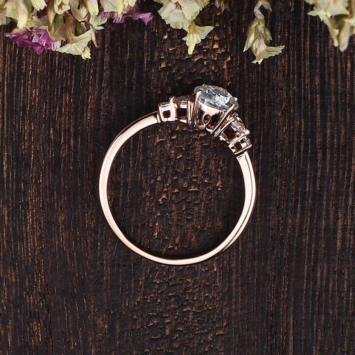0.75 CT Pear Cluster Moissanite Engagement Ring