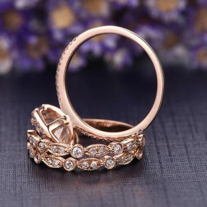 1.5 CT Cushion Halo & Pave Moissanite Bridal Set