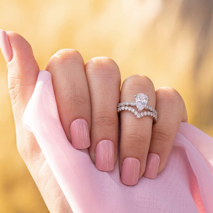 1.5 CT Pear Pave Moissanite Engagement Ring