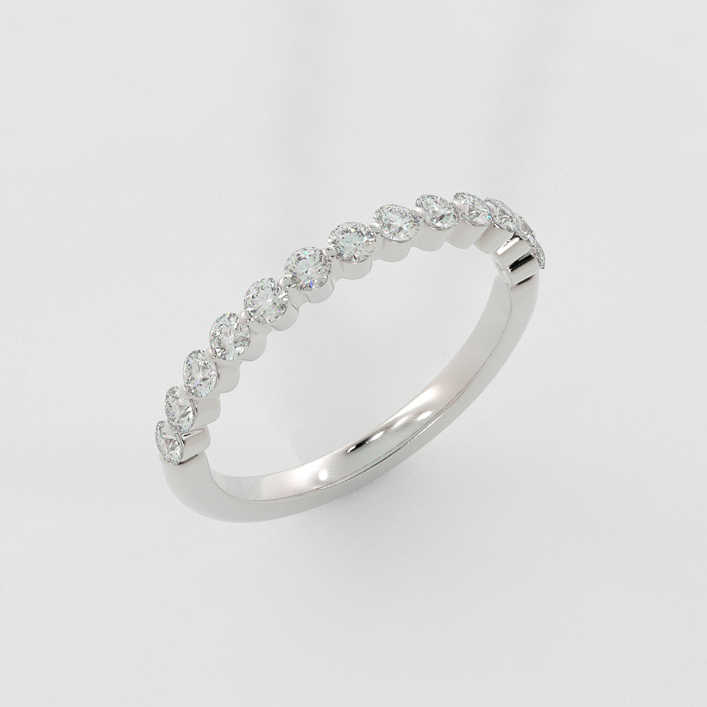 0.35 TCW Round Half Eternity Moissanite Wedding Band
