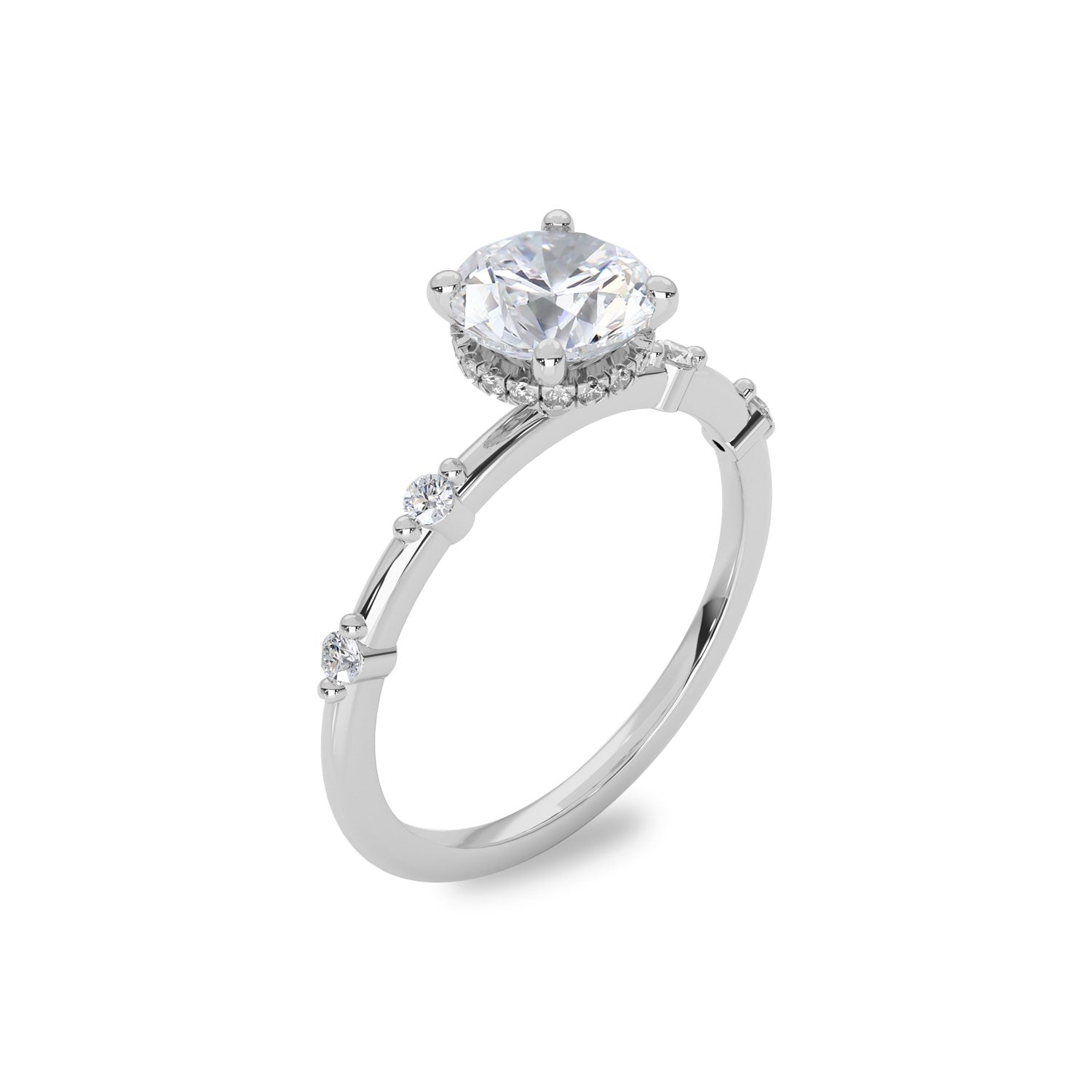 1.30 CT Round Moissanite Hidden Halo Dainty Engagement Ring - farrellouise