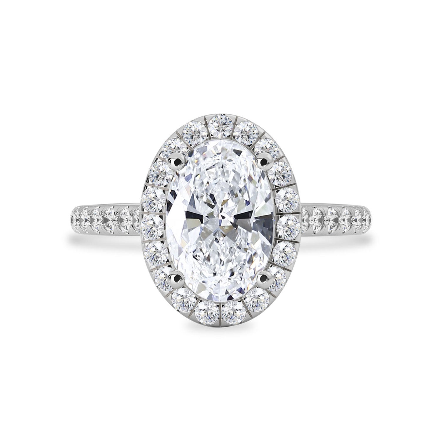 2.40 CT Oval Moissanite Halo Pave Setting Engagement Ring - farrellouise