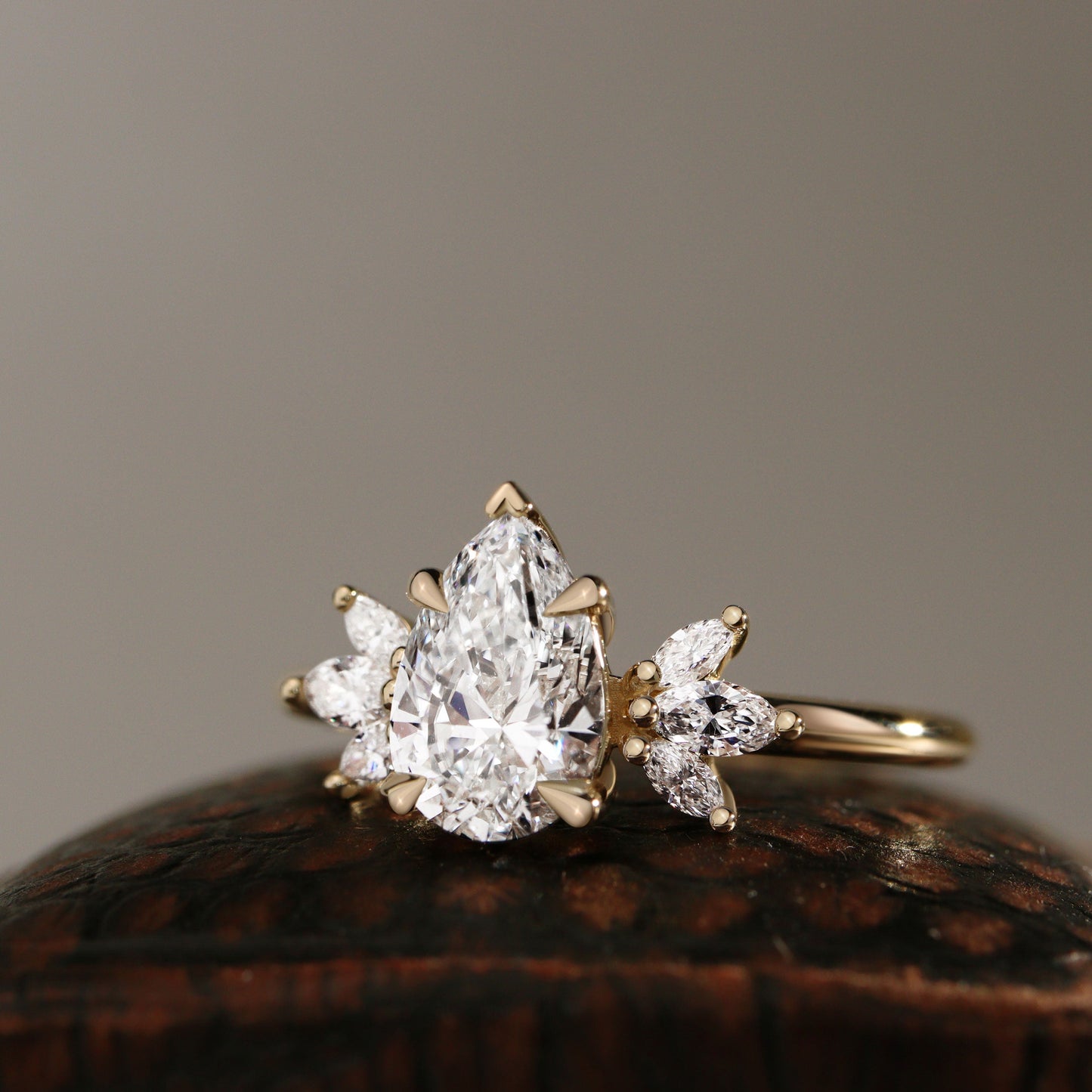 1.25 CT Pear Cluster Moissanite Engagement Ring