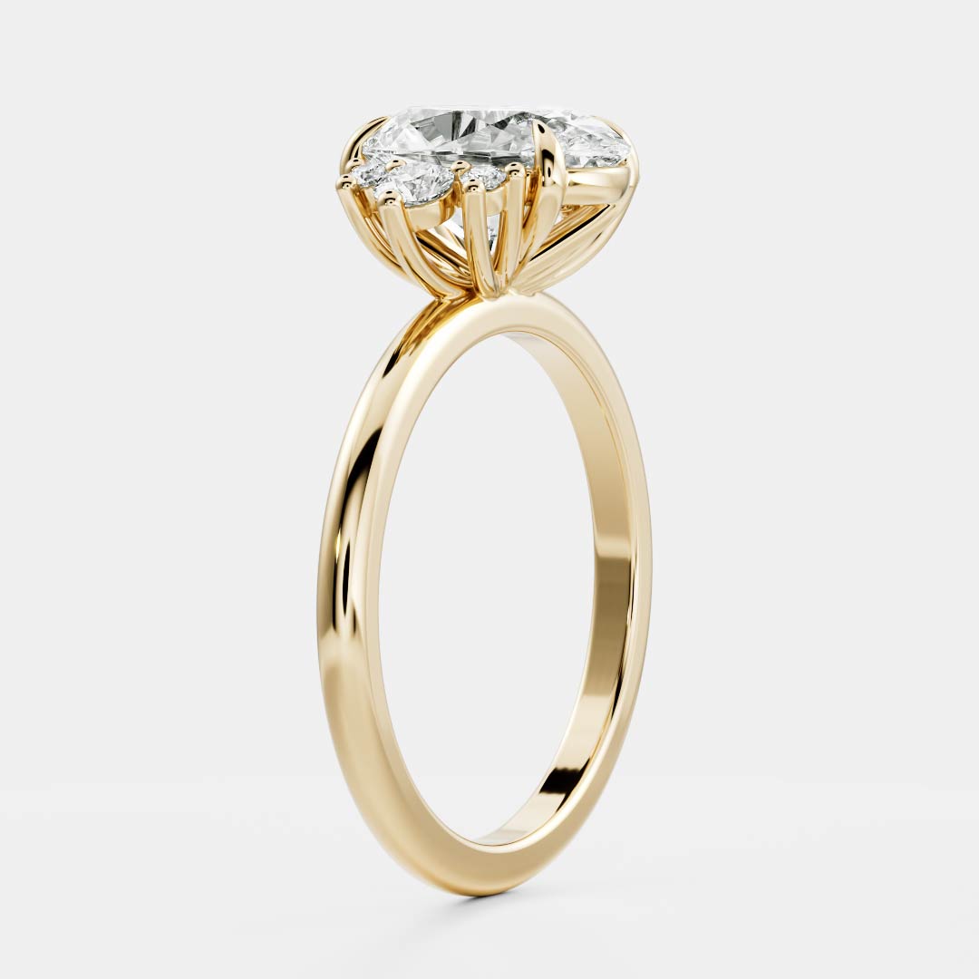 1 CT Oval Cluster Moissanite Engagement Ring