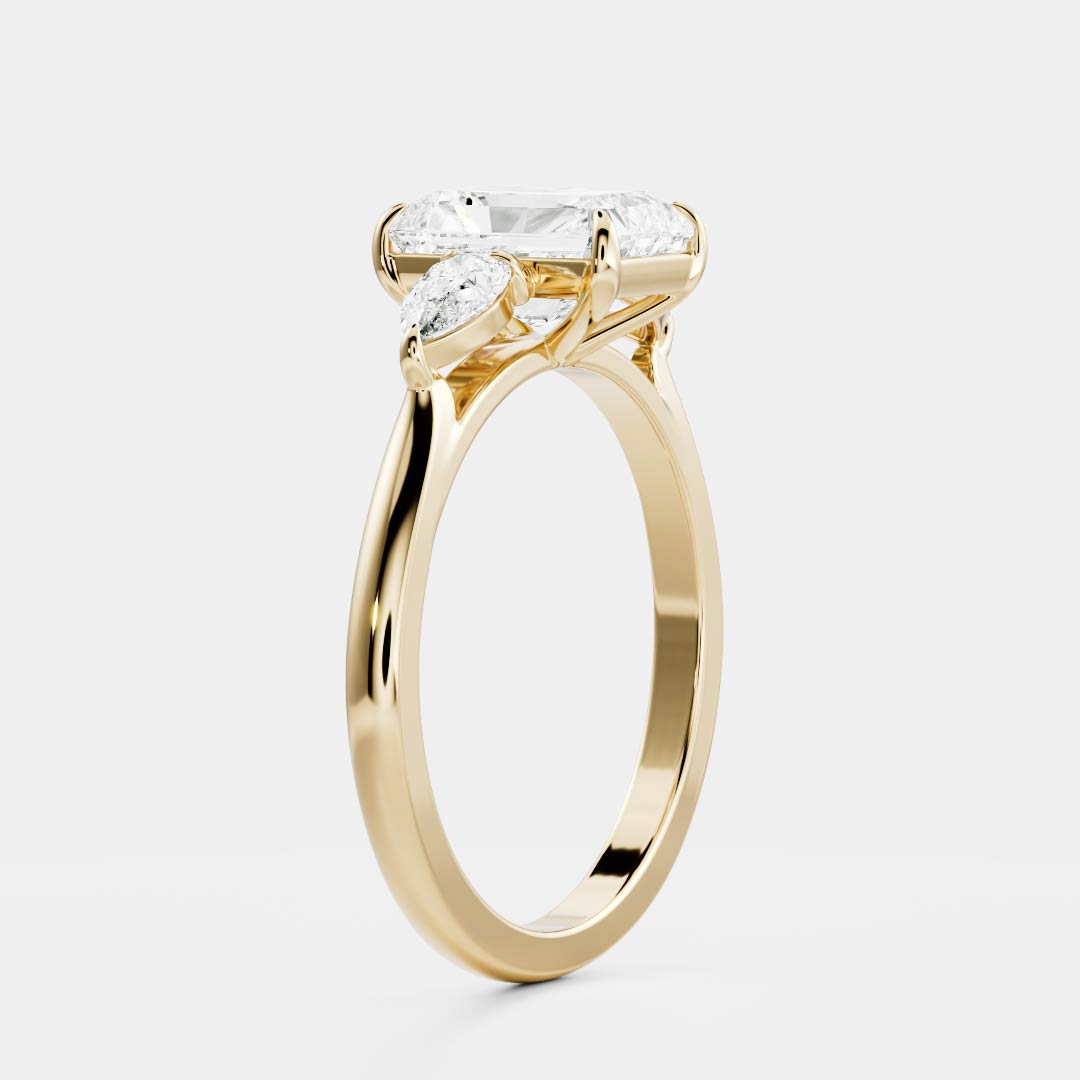 1 CT Radiant Three Stone Moissanite Engagement Ring