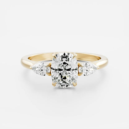 1 CT Elongated Cushion Three Stone Moissanite Engagement Ring
