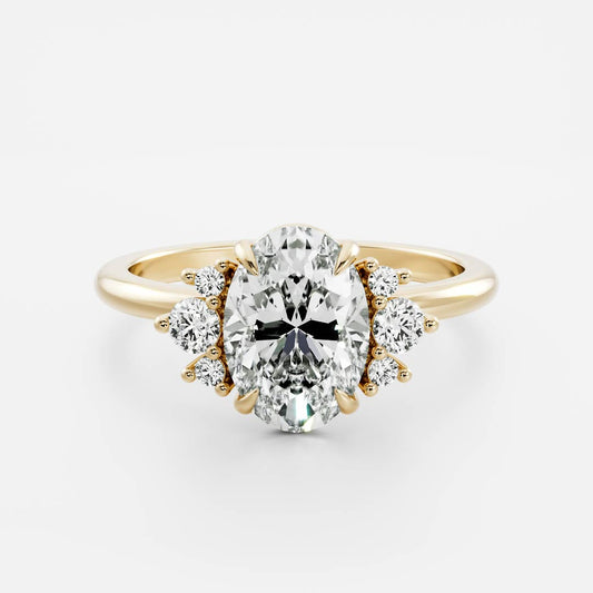 1 CT Oval Cluster Moissanite Engagement Ring