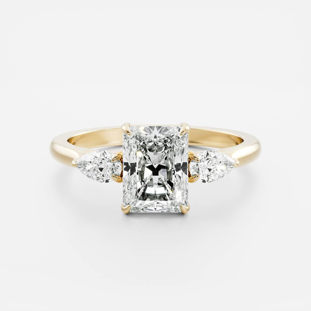 1 CT Radiant Three Stone Moissanite Engagement Ring