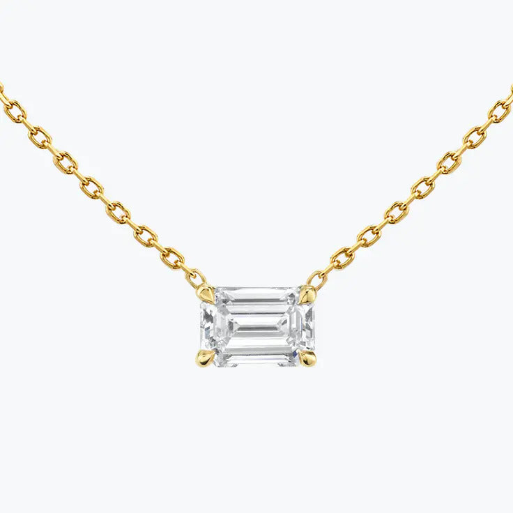 0.25-1.0ct Emerald-Cut Solitaire Moissanite Diamond Layering Necklace 3