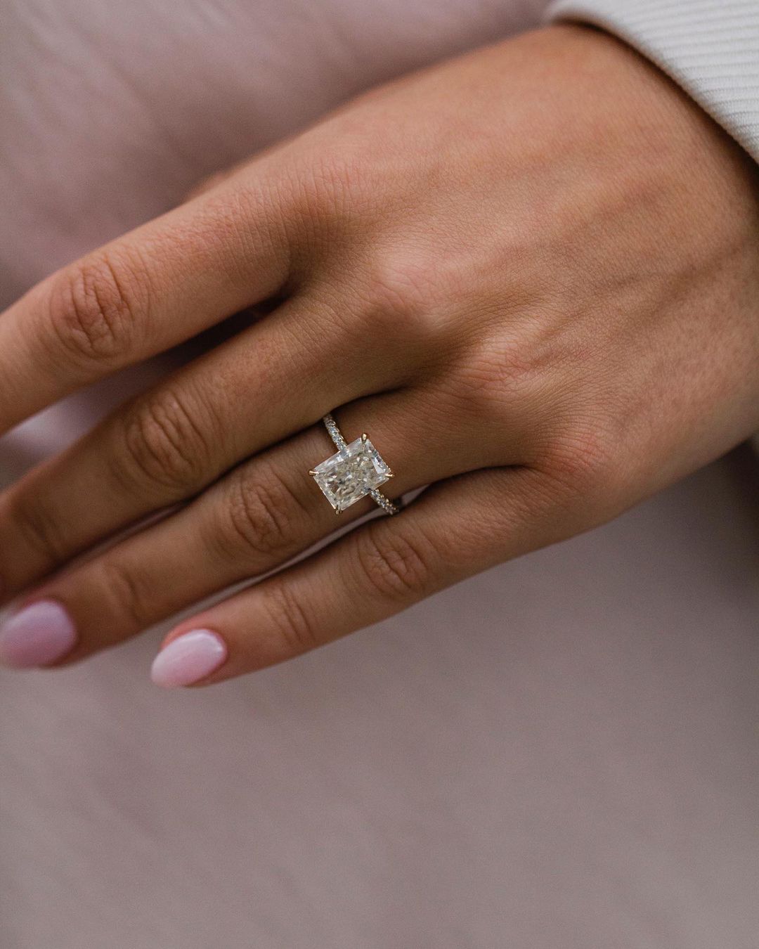 3.55 CT Radiant Hidden Halo  Moissanite Engagement Ring 4