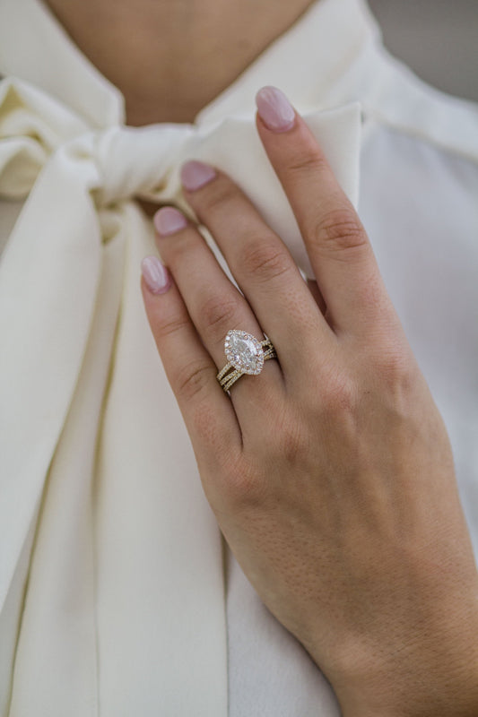 1.75 CT Marquise Cut Halo & Pave Moissanite Engagement Ring 8