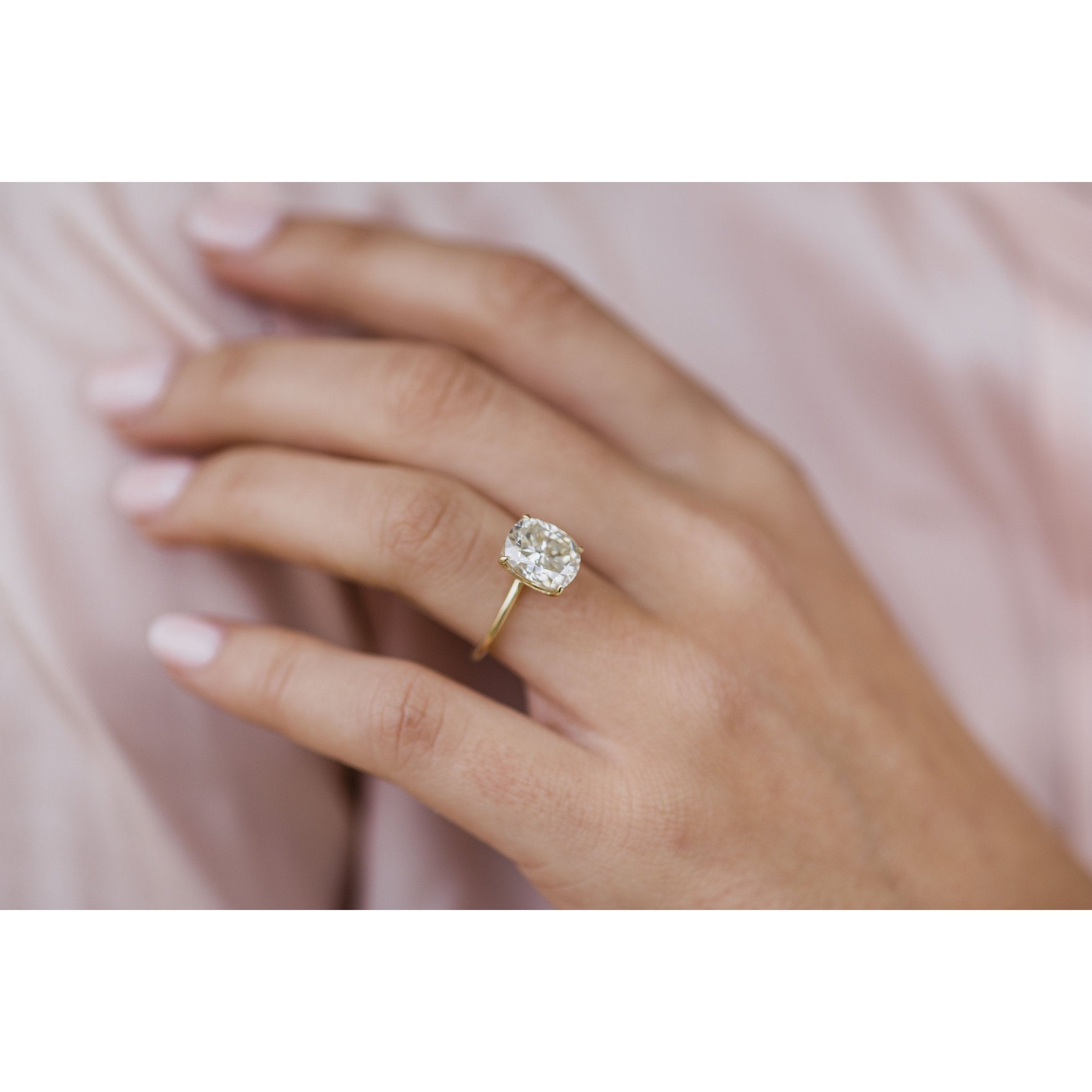 3.15 CT Elongated Cushion Solitaire Moissanite Engagement Ring 6