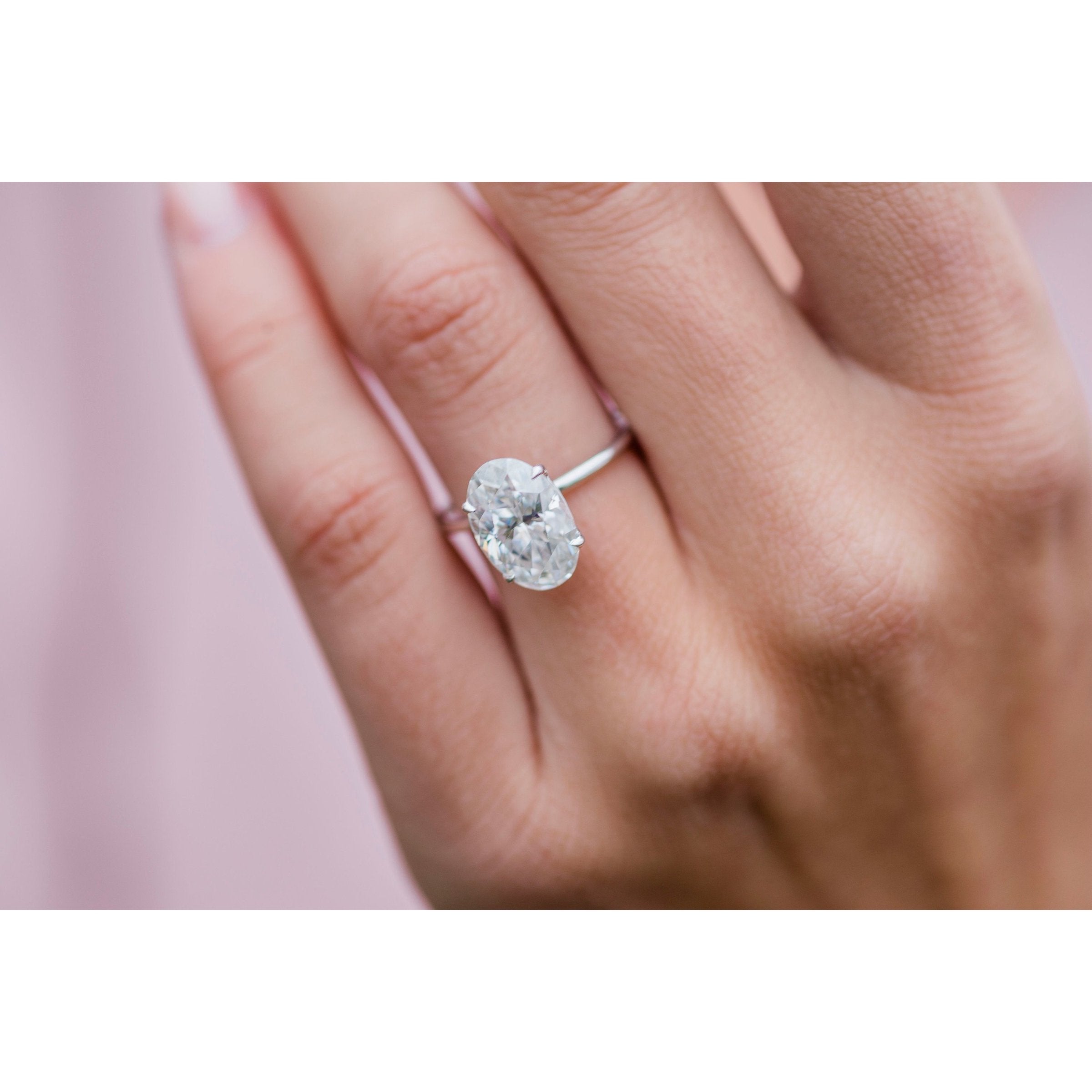 4.0 CT Oval Solitaire Moissanite Engagement Ring 2