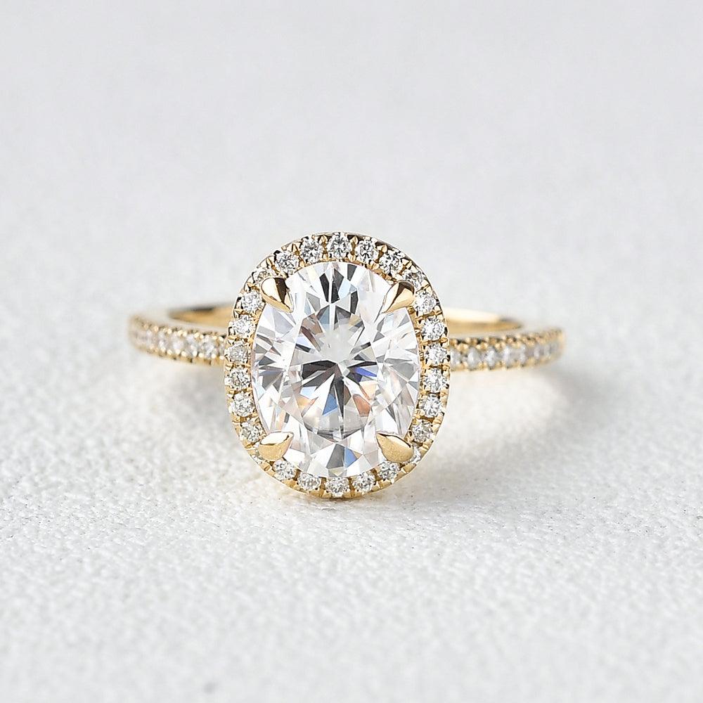 1.91 CT Oval Cut Halo Pave Moissanite Engagement Ring 5