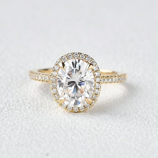 1.91 CT Oval Shaped Moissanite Engagement Ring In Halo & Pave Design