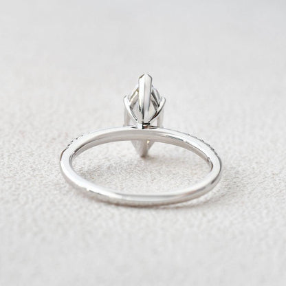 1.0 CT Marquise Cut Solitaire Pave Moissanite Engagement Ring 2