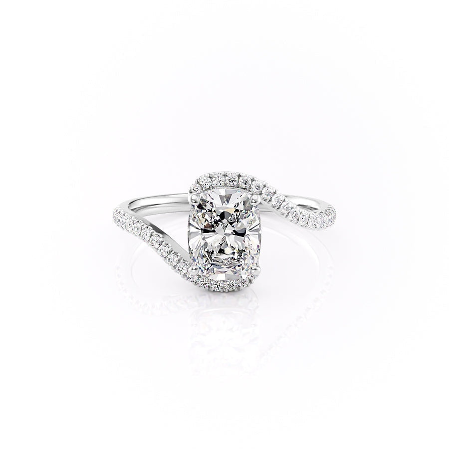 2.0 CT Elongated Cushion Cut Solitaire Bypass Setting Moissanite Engagement Ring 10