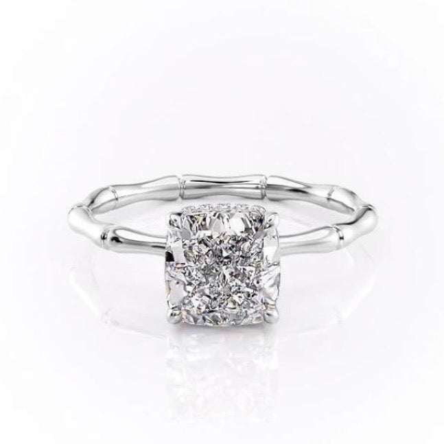 2.15 CT Cushion Cut Solitaire Style Moissanite Engagement Ring 10