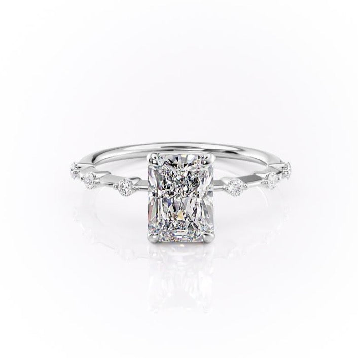 2.10 CT Radiant Dainty Pave Setting Moissanite Engagement Ring 10
