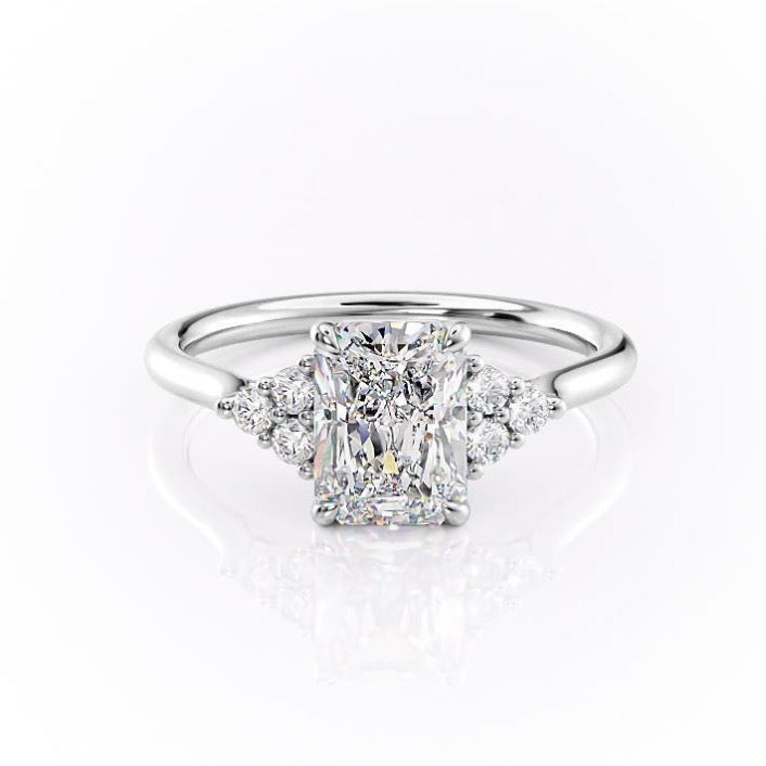 2.0 CT Radiant Cut Cluster Moissanite Engagement Ring 10