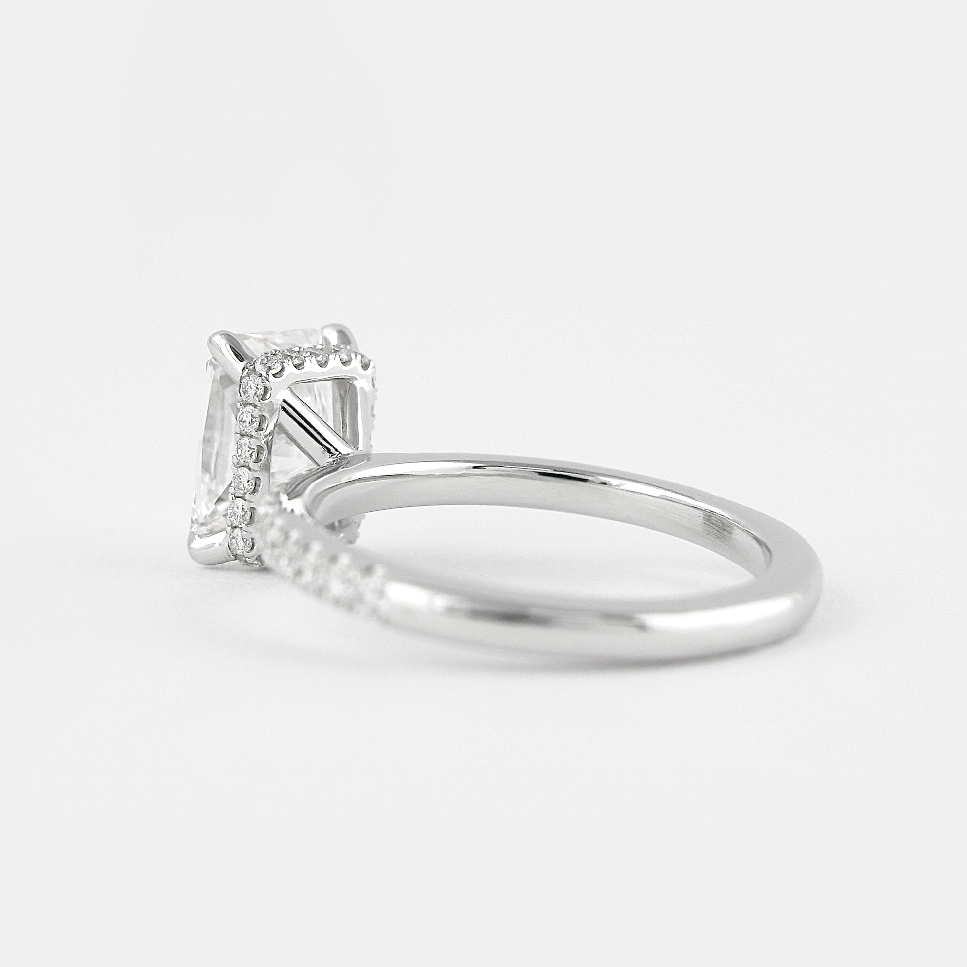 1.80 CT Radiant Hidden Halo & Pave Moissanite Engagement Ring 3