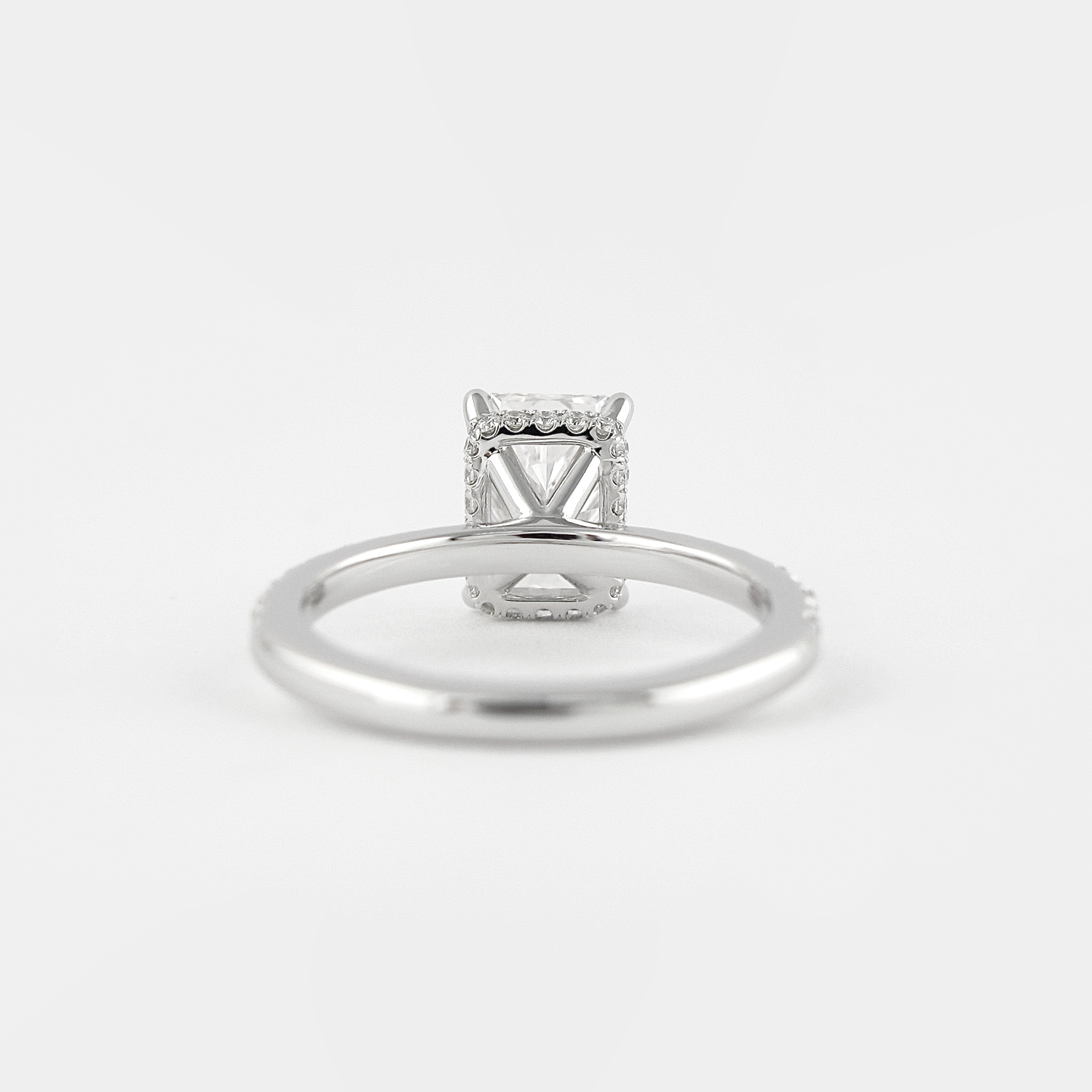1.80 CT Radiant Hidden Halo & Pave Moissanite Engagement Ring 5