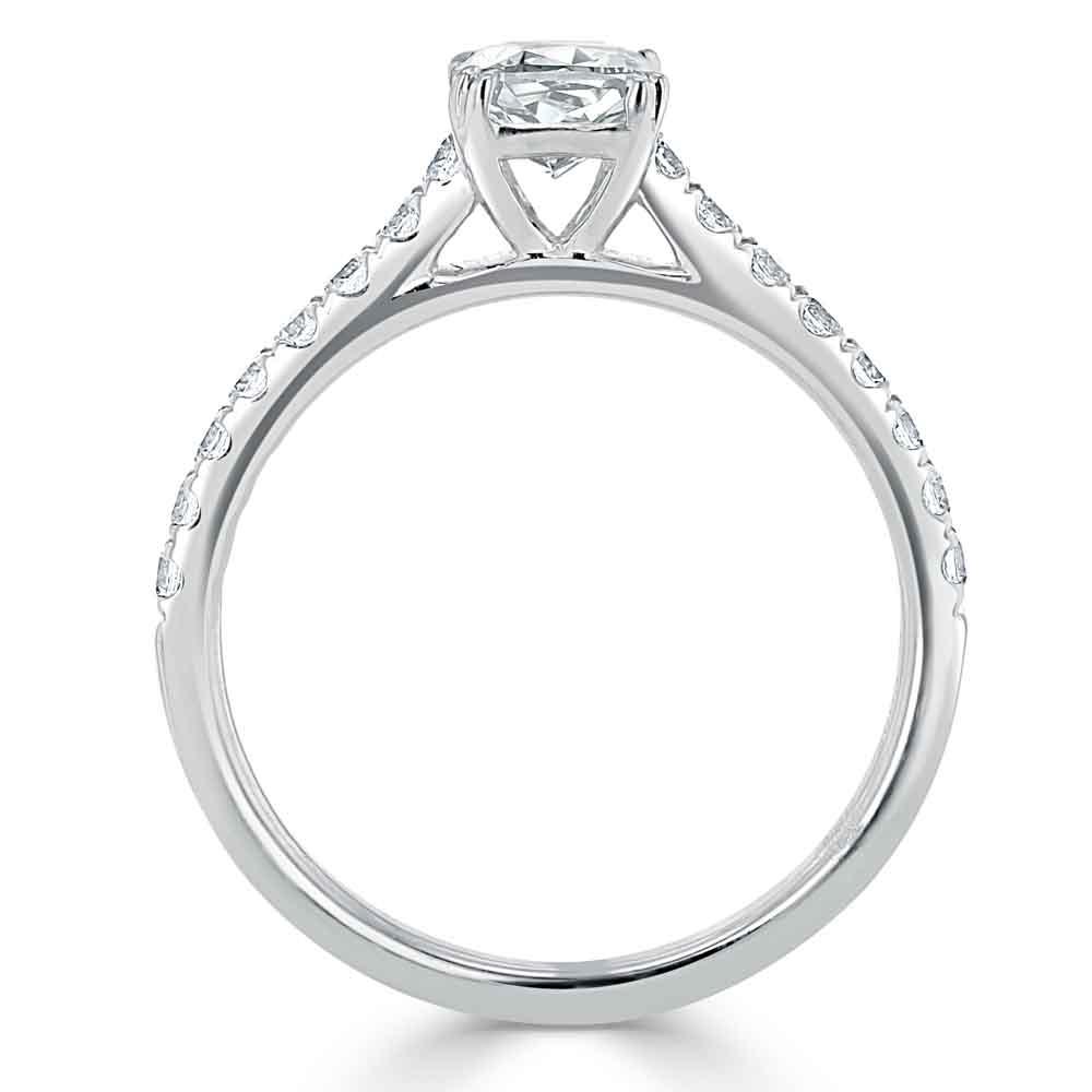 0.75 CT Cushion Cut Solitaire Moissanite Engagement Ring With Pave Setting 4