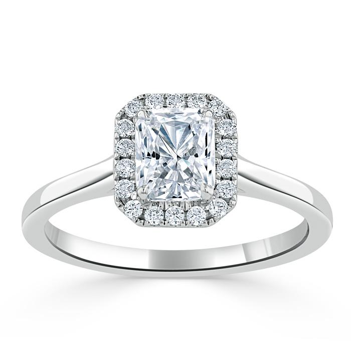 1.0 CT Radiant Cut Halo Moissanite Engagement Ring 1