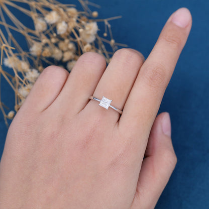 0.64 CT Princess Shaped Moissanite Solitaire Engagement Ring 2