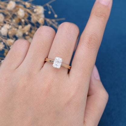 1.68 CT Radiant Shaped Moissanite Solitaire Engagement Ring 2