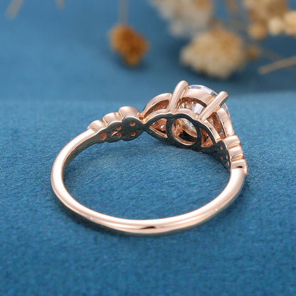 0.68 CT Round Shaped Moissanite Art Deco Engagement Ring 5