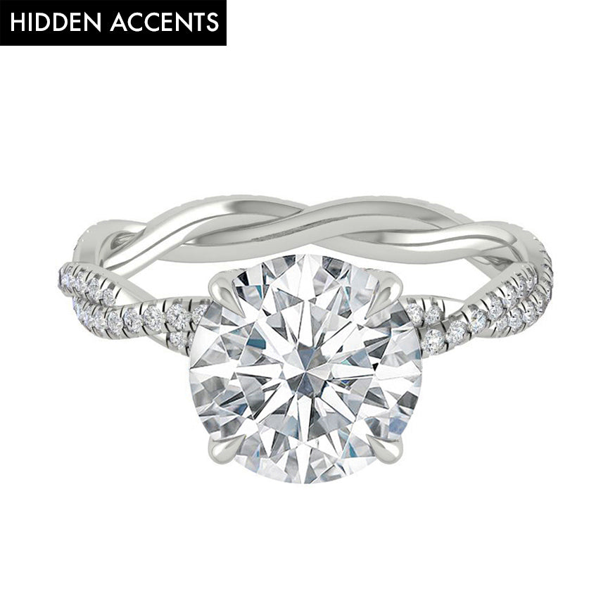 4.11 CT Round Cut Twisted Pave Moissanite Engagement Ring 9