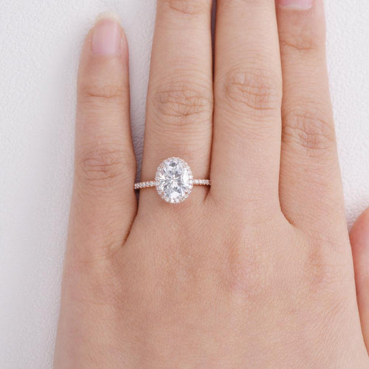 1.91 CT Oval Shaped Moissanite Engagement Ring In Halo & Pave Design