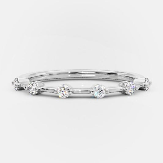 0.30 TCW Round Cut Dainty Pave Setting Moissanite Wedding Band 6