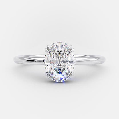1.33 CT Oval Solitaire Hidden Halo Style Moissanite Engagement Ring 5