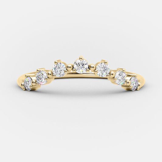 0.30 TCW Round Cut Curved Style Moissanite Wedding Band 4