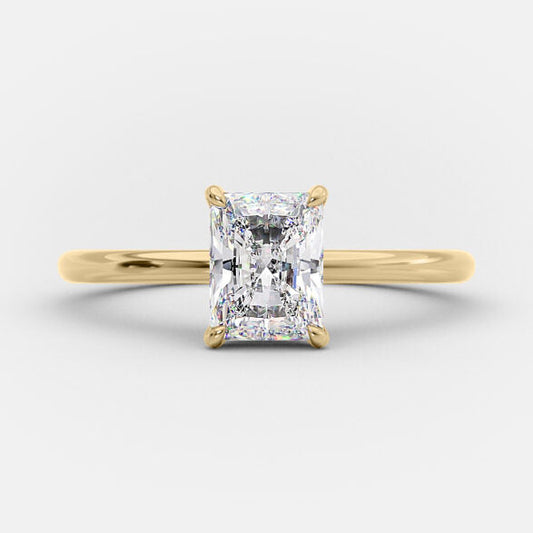 1.04 CT Radiant Hidden Halo Solitaire Moissanite Engagement Ring 6