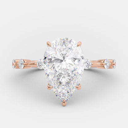 2.50 CT Pear Cut Dainty Pave Setting Moissanite Engagement Ring 7