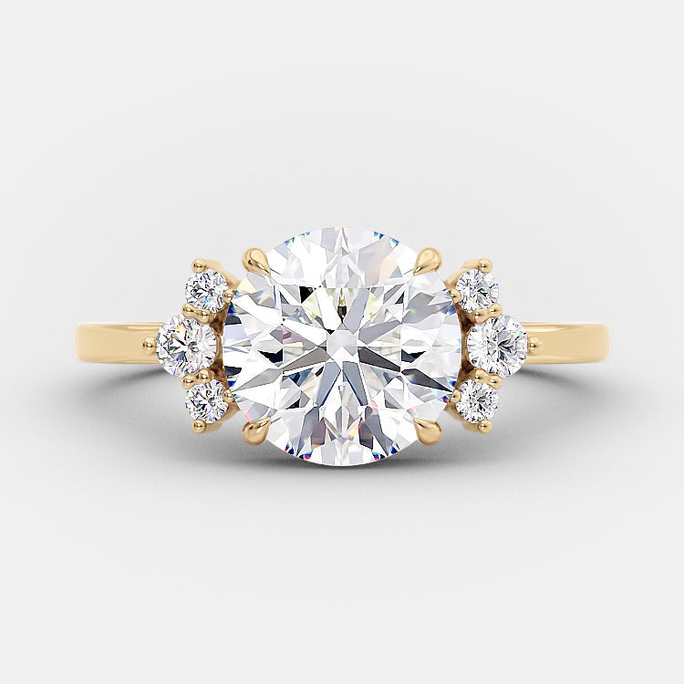 2.0 CT Round Cluster Style Moissanite Engagement Ring 6