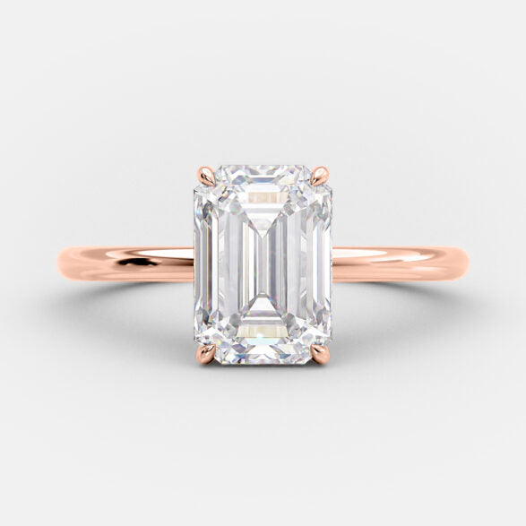 3.17  CT Emerald Cut Solitaire Style Moissanite Engagement Ring 6