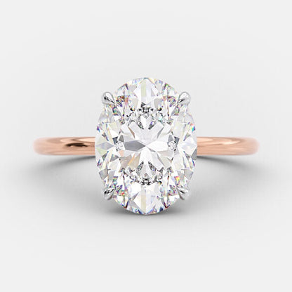 2.72 CT Oval Solitaire & Hidden Halo Moissanite Engagement Ring 7