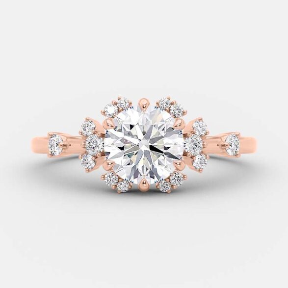 1.0 CT Round Cut Cluster Art Deco Style Moissanite Engagement Ring 7